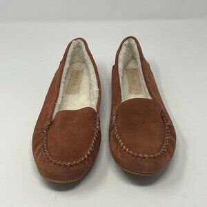 Jack Rogers Millie Moccasin slippers suede sherpa lined brown 11B *like new*
